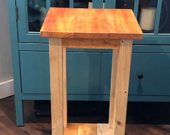 Reclaimed Wood Plant Stand, Rustic End Table, Side Table, Lamp Stand, Sofa or Coffee Table, Farmhouse Decor, 12x12" Top. Fully Assembled.