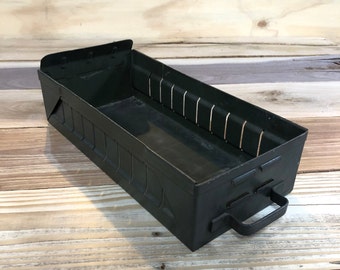 Vintage Steel Storage Drawer Parts Bin Industrial Container Factory Metal Reclaimed Hardware Store Organizer