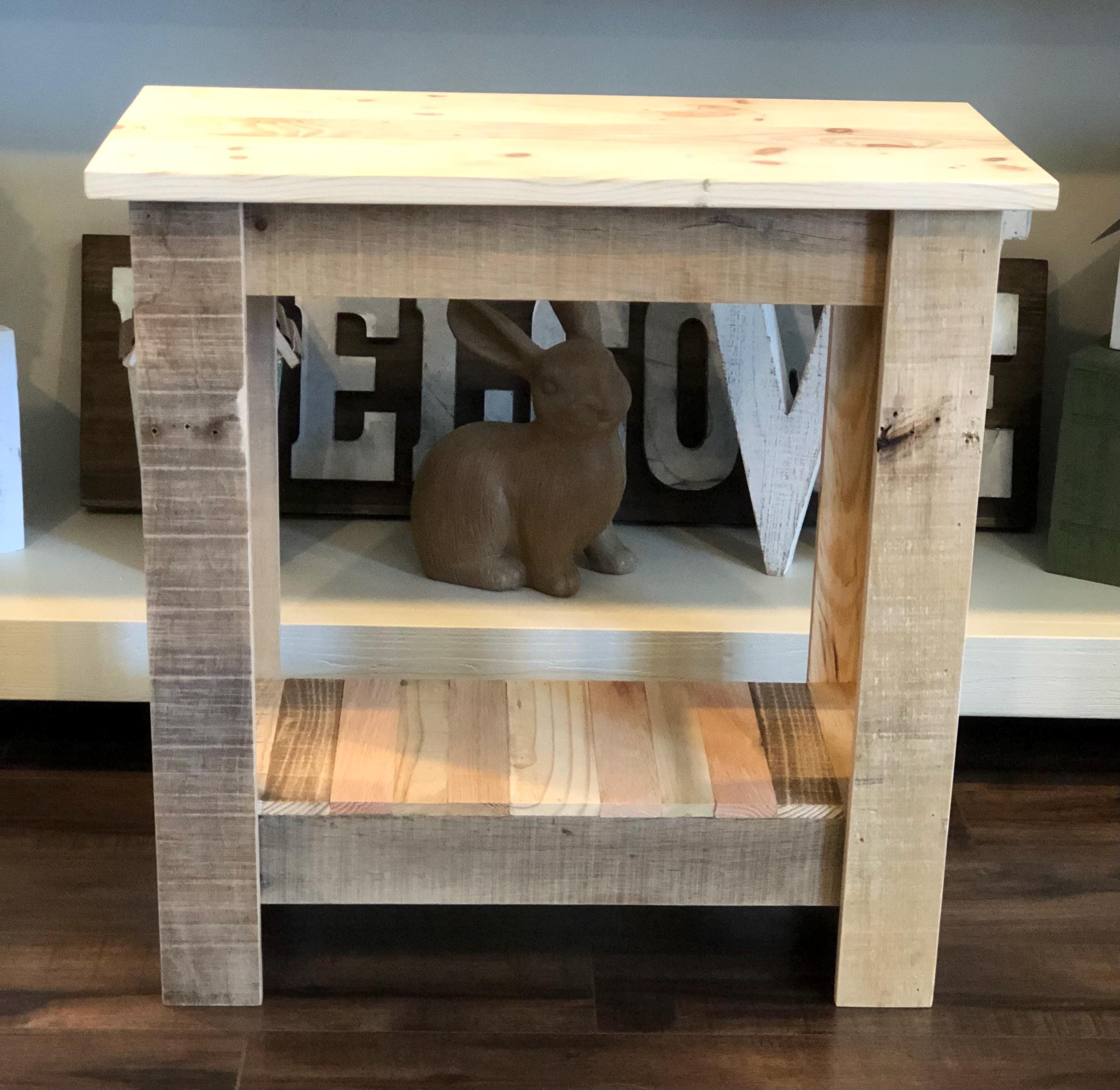 Rustic End Table, Reclaimed Wood Nightstand, Accent, Sofa, Side or ...