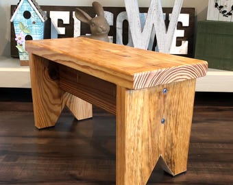 Reclaimed Wood Bench, Foot Stool, Garden Stool, Display Riser, or Plant Stand with Natural Finish and Fully Assembled.