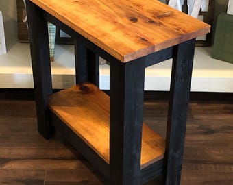 Wood End Table, Reclaimed Wood Nightstand, Coffee, Sofa, Side, or Accent Table, Stained, Farmhouse Decor, Fully Assembled 24x24x12 inches.
