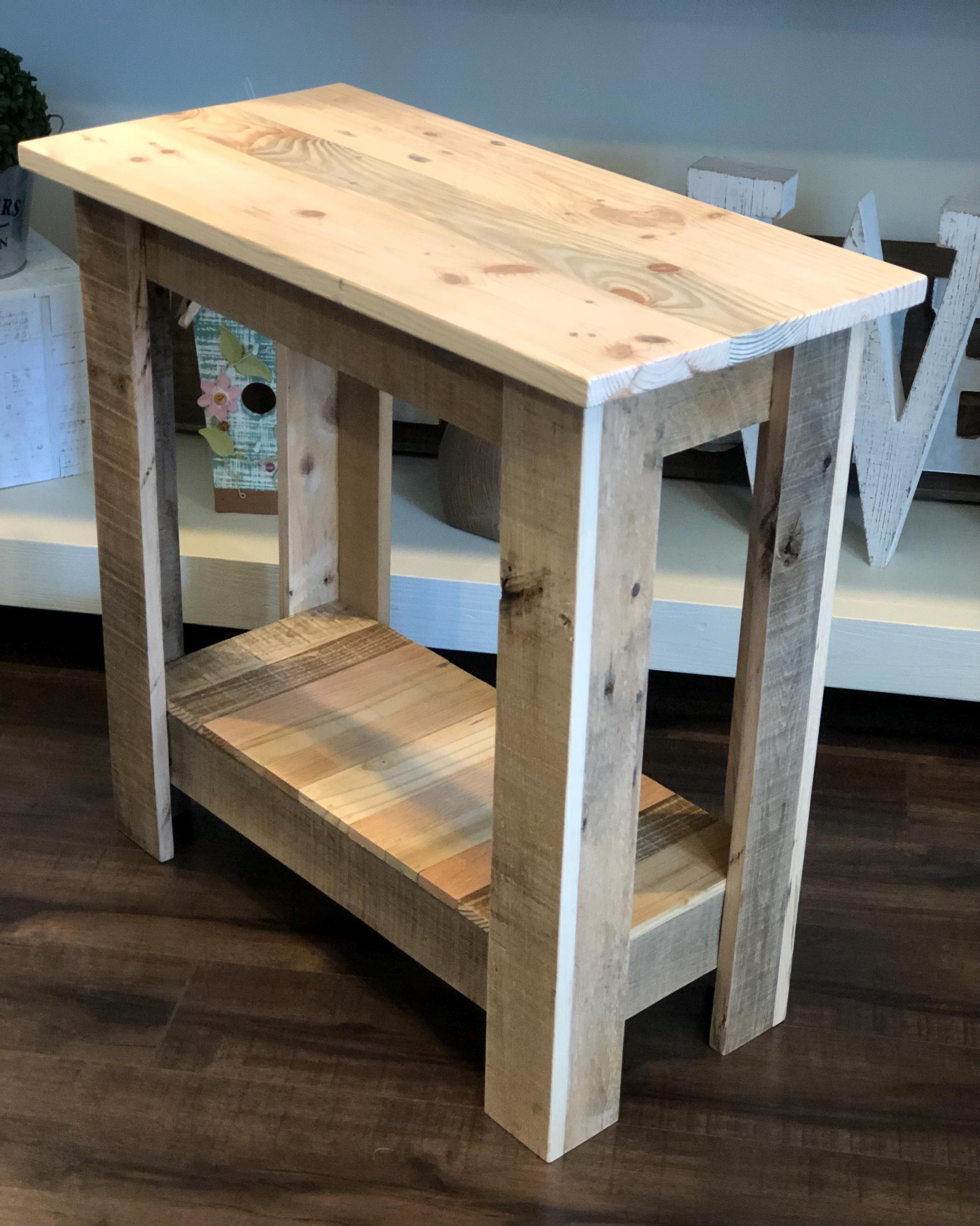 Rustic End Table, Reclaimed Wood Nightstand, Accent, Sofa, Side or ...