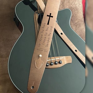 Custom Leather Guitar Strap · Handcrafted & Adjustable · Perfect Birthday or Religious Gift for Guitarists · Musicians · Gift for Boyfriend