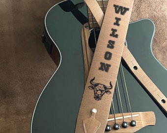 Customizable Leather Guitar Strap – Personalized Musician Gift