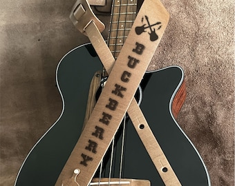 Custom Leather Guitar Strap: Personalized Anniversary Gift