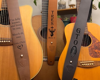 Sangle Guitare Double Face Cuir - Noir Et Marron Réversible - Largeur 6,5 Cm, Longueur Réglable 109-139 Cm - Personnalisable