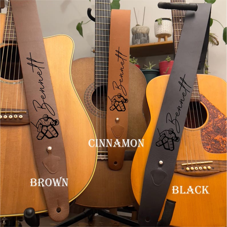 Customizable Leather Guitar Strap - Personalized Gift for Dad - Etsy