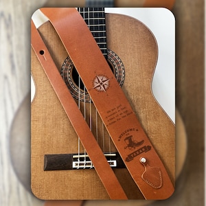 Personalized Leather Guitar Strap: Signature Sound for All Guitar Types – Christmas Present, Fully Adjustable for All Kinds of Guitars