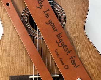 Personalized Leather Guitar Strap: Custom Engraved, Adjustable