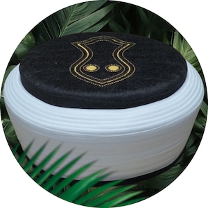 Handmade Black Velvet Turban: Islamic Embroidery Motif Hat