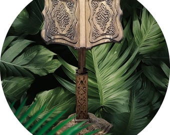 Atril ajustable de madera de pino para libros - Soporte para tableta de la Biblia del Corán