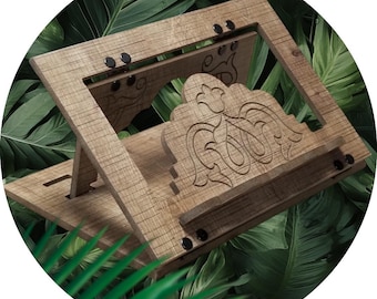Wooden Book Stand: Tabletop Lectern, Tablet Holder, Islamic Gift