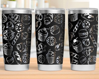 Baked goods cup wrapped tumbler 20oz gifts, baker, bridesmaids, birthdays, Bakeries, Christmas, Father's Day, any occasion gifts