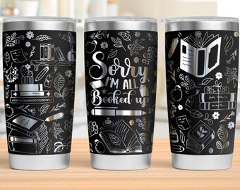 Book fully wrapped tumbler 20oz gifts, book worms, bridesmaids, birthdays, Christmas, Father's Day, any occasion gifts