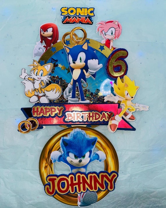 MEZHEN 39 Pcs Glitter Cake Toppers for Sonic Cake Toppers for Kids