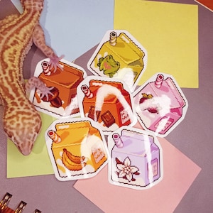 Milk Vinyl Stickers | Sticker Pack | Pixel Art | Cute | Cartoon | Planner | Laptop