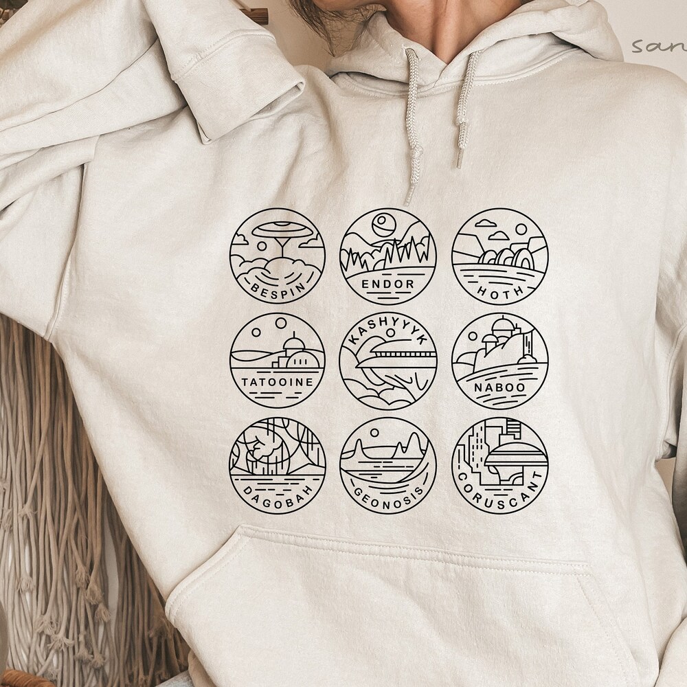 Snorider Design Star Wars Planets Simple Sweatshirt, Star Wars Planets Simple Hoodie, Star Wars Sweatshirts, Disney Star Wars Tee, Star Wars Gift Hoodie