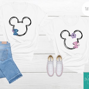 Stitch Couple Shirts, Stitch and Angel Couple Shirts, Her Stitch Shirt, His Angel Shirt, Gift For Her, Gift For Him, Gift for Her