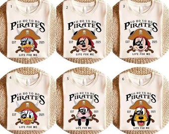Camiseta de crucero pirata de Disney, camiseta pirata de Mickey y Minnie Mouse, camiseta "Yo Ho Ho Pirate's Life For Me", camiseta de crucero para parejas de Disney