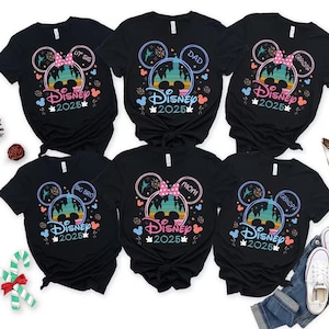 Camisetas de personalización Disney 2025, camisetas familiares Disney, camisetas familiares Disneyworld 2025, camiseta de viaje Disney Vacation 2025, camiseta Disney
