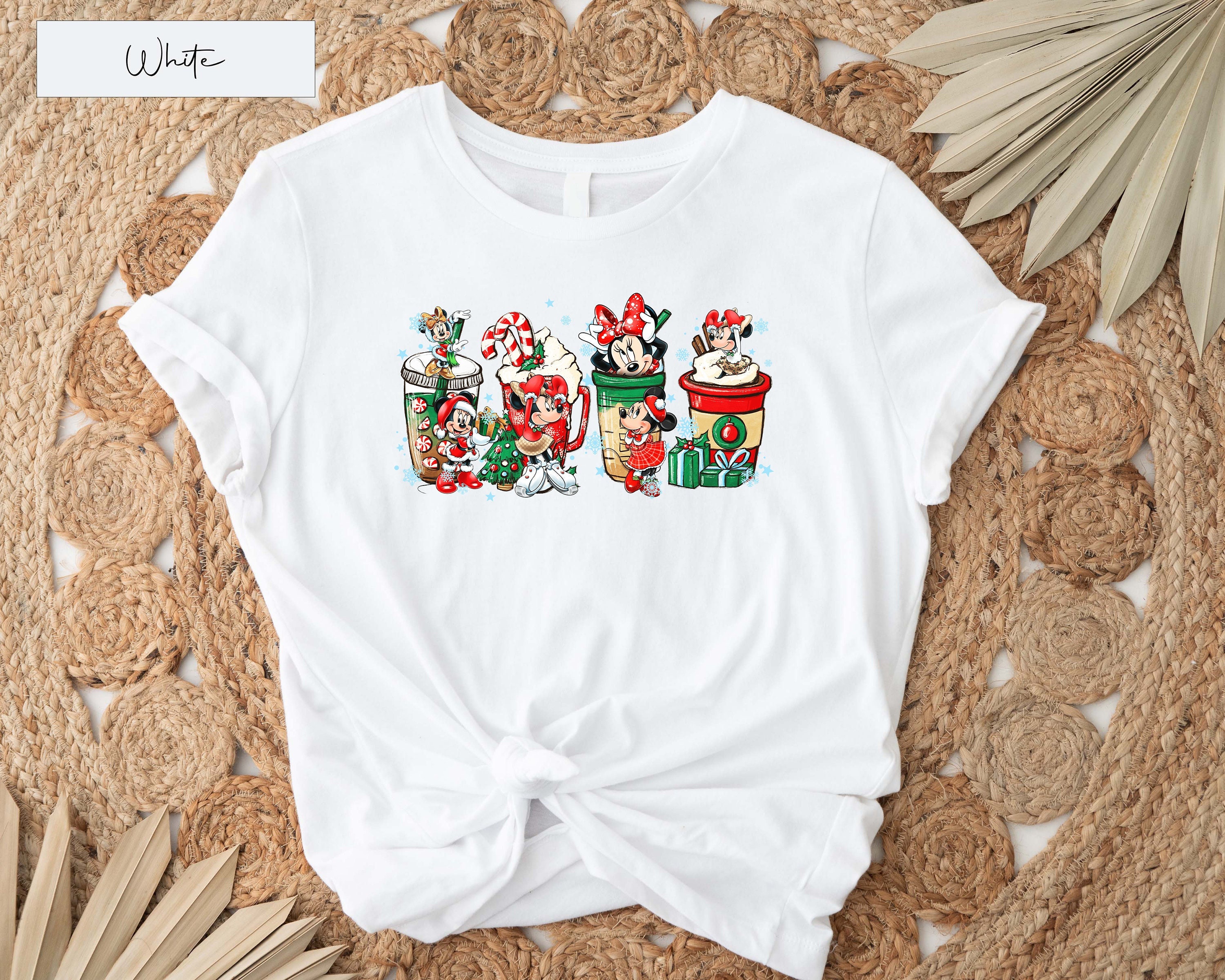Discover Cute Disney Mickey Minnie Christmas Coffee T-shirt