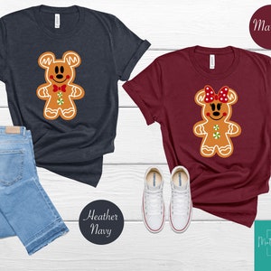 Mickey and Minnie Gingerbread Shirt,Mickey and Minnie Disney Ears Christmas Shirts,Christmas Disney Shirts,Matching Dinsey Shirt,Gingerbread