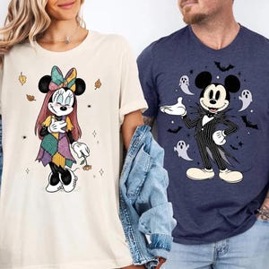 Mickey and Minnie Ghost Halloween Couple Shirts: Spooky Season Tees