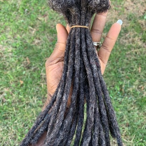 100% Human Hair Dreadlocks Extensions Handmade, Dreadloc, human hair extention locs, Salt & Pepper, 10 Locs per Bundle image 7