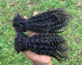 100% Human Hair Dreadlocks Extensions,  Goddess locs, Handmade, Dreadloc,  locs, Natural Hair Color, curly locs, 10 Locs per Bundle