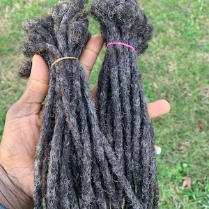 100% Human Hair Dreadlocks Extensions Handmade, Dreadloc, human hair extention locs, Salt & Pepper, 10 Locs per Bundle image 6