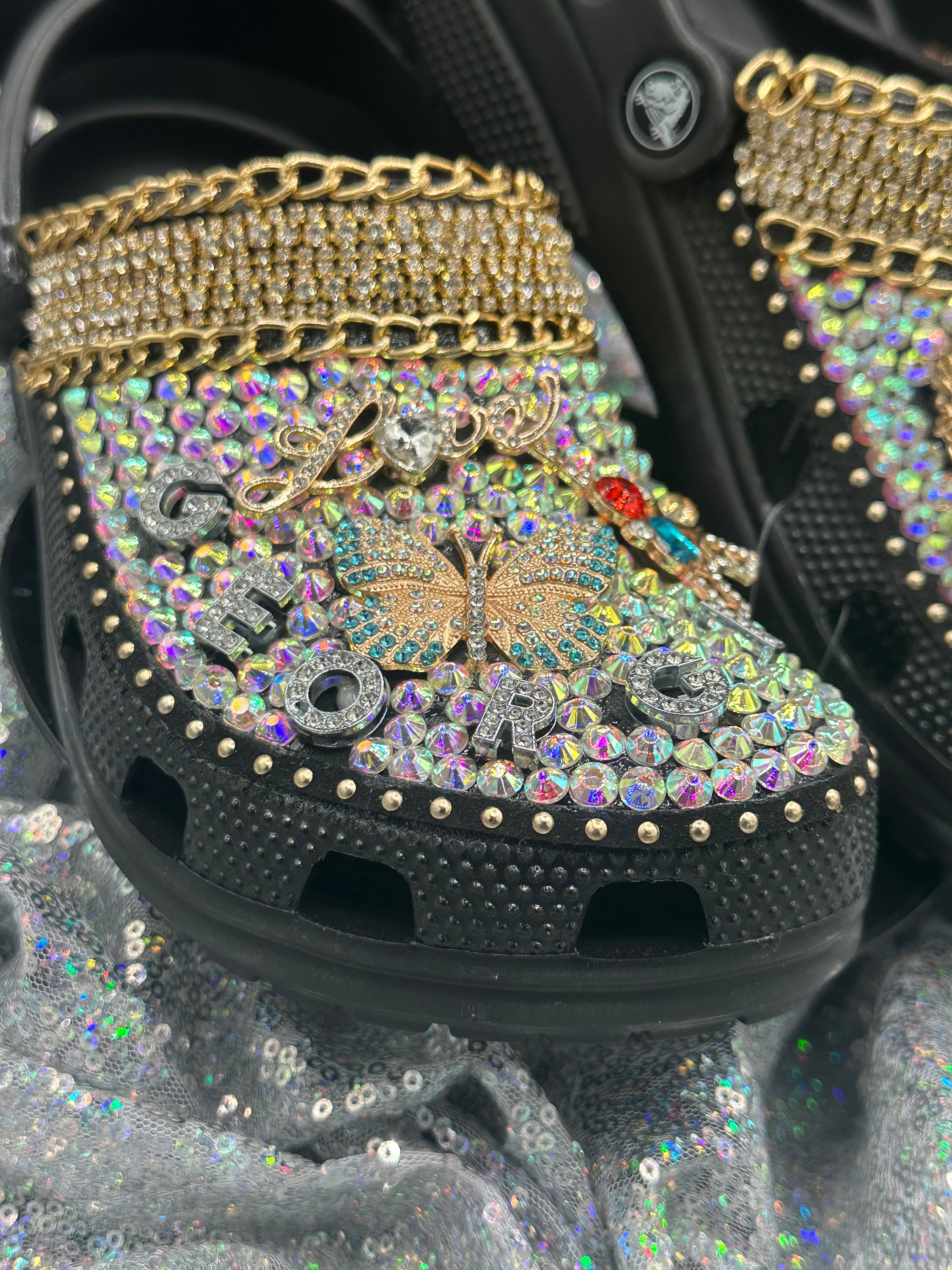 Do you know someone who is this extra? #crocs #croccharms #bling #tren