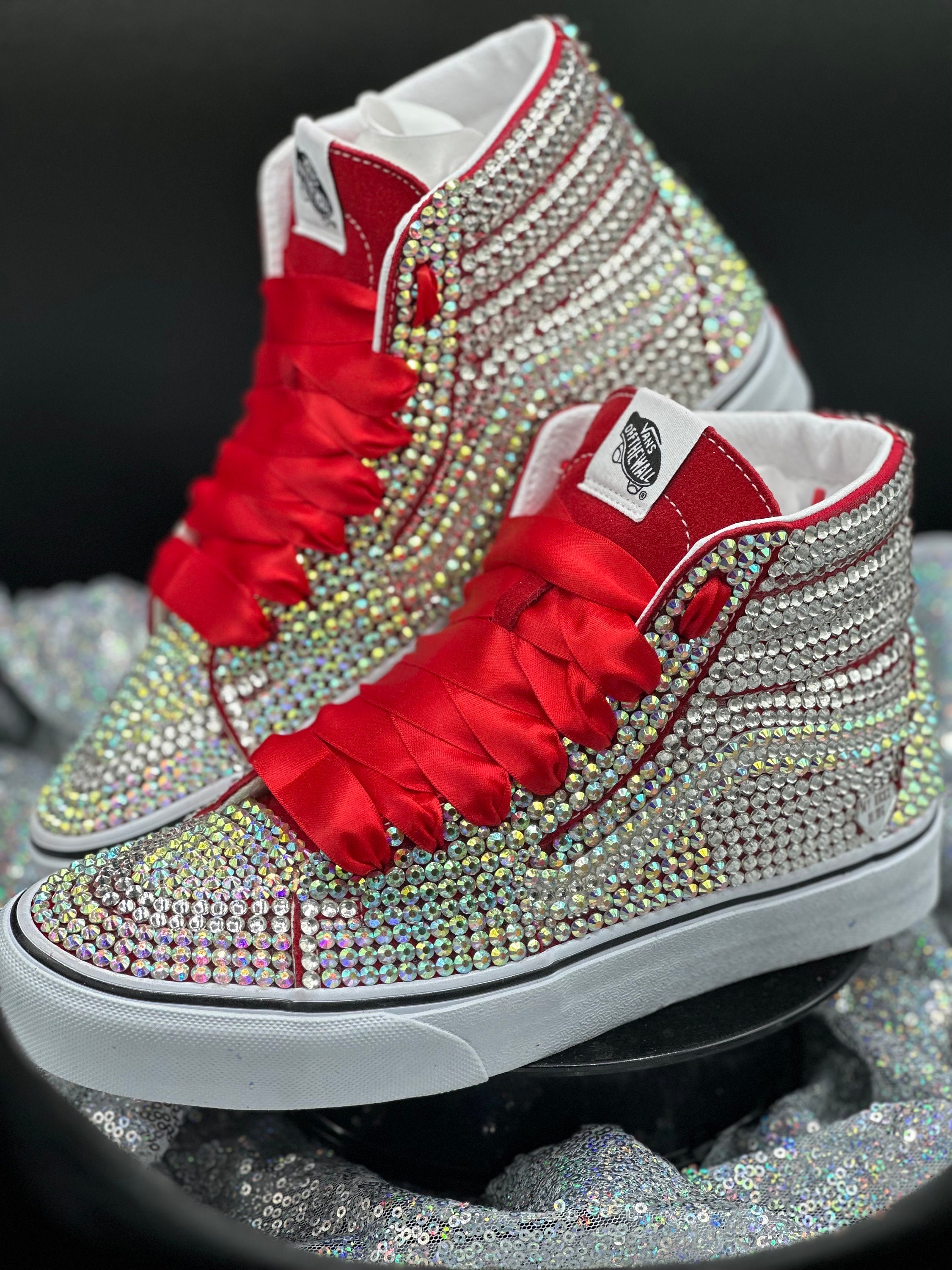 Sparkle Sneakers Women, Red Sequin Slip Ons Sneakers, Wedding Sneakers for  Bride Sparkle, Halloween Costume Shoes Women, Custom Shoes 