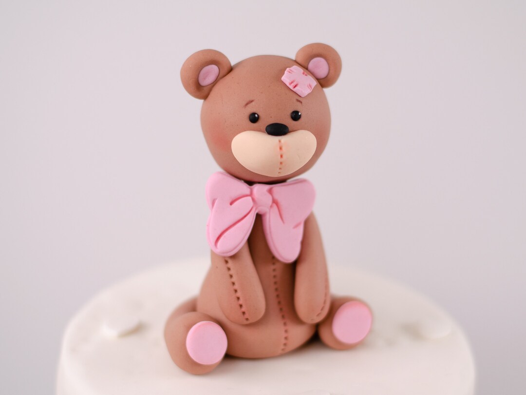 Fondant Teddy Bear Cake Topper, Teddy Bear Cake Topper Baby Shower Girl, Baby Teddy Bear Fondant