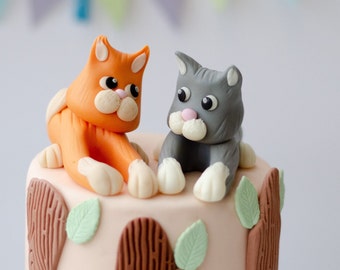 Fondant Cat cake topper, Pet cake topper for kids birthday cake decoration