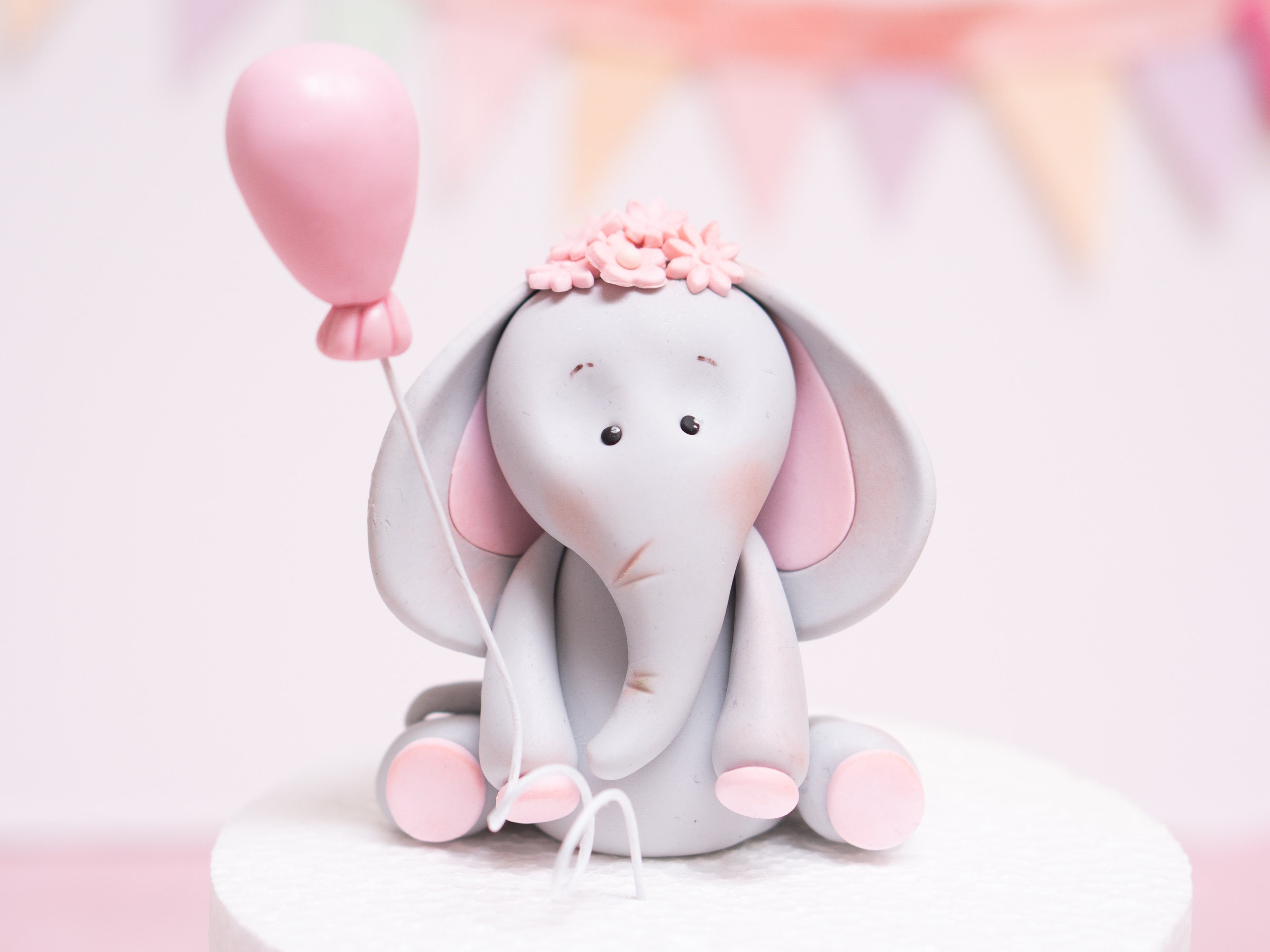 Elephant Cake Topper Baby Shower Girl First Birthday Cake photo