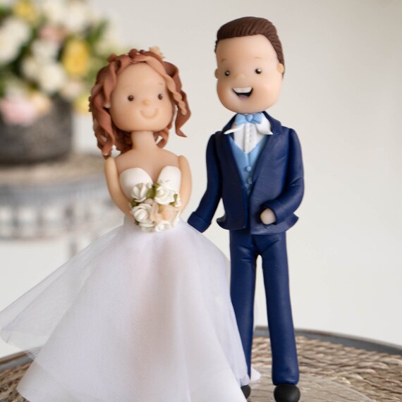 Bride and Groom Personalised Cake Topper Figurines Keepsake Clay Wedding Figurines Cake Toppers Custom Made Clay Toppers