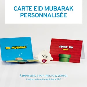 Carte À IMPRIMER Eid Mubarak Mario Bros / Eid DIGITAL gift cards - custom digital Eid card to print, cadeau Eid Ramadan Islam, mario gift