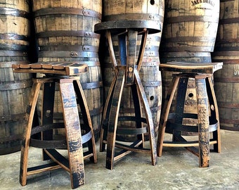 Whiskey Barrel Bar Set - Swiveling Bar Stools with Bar Table