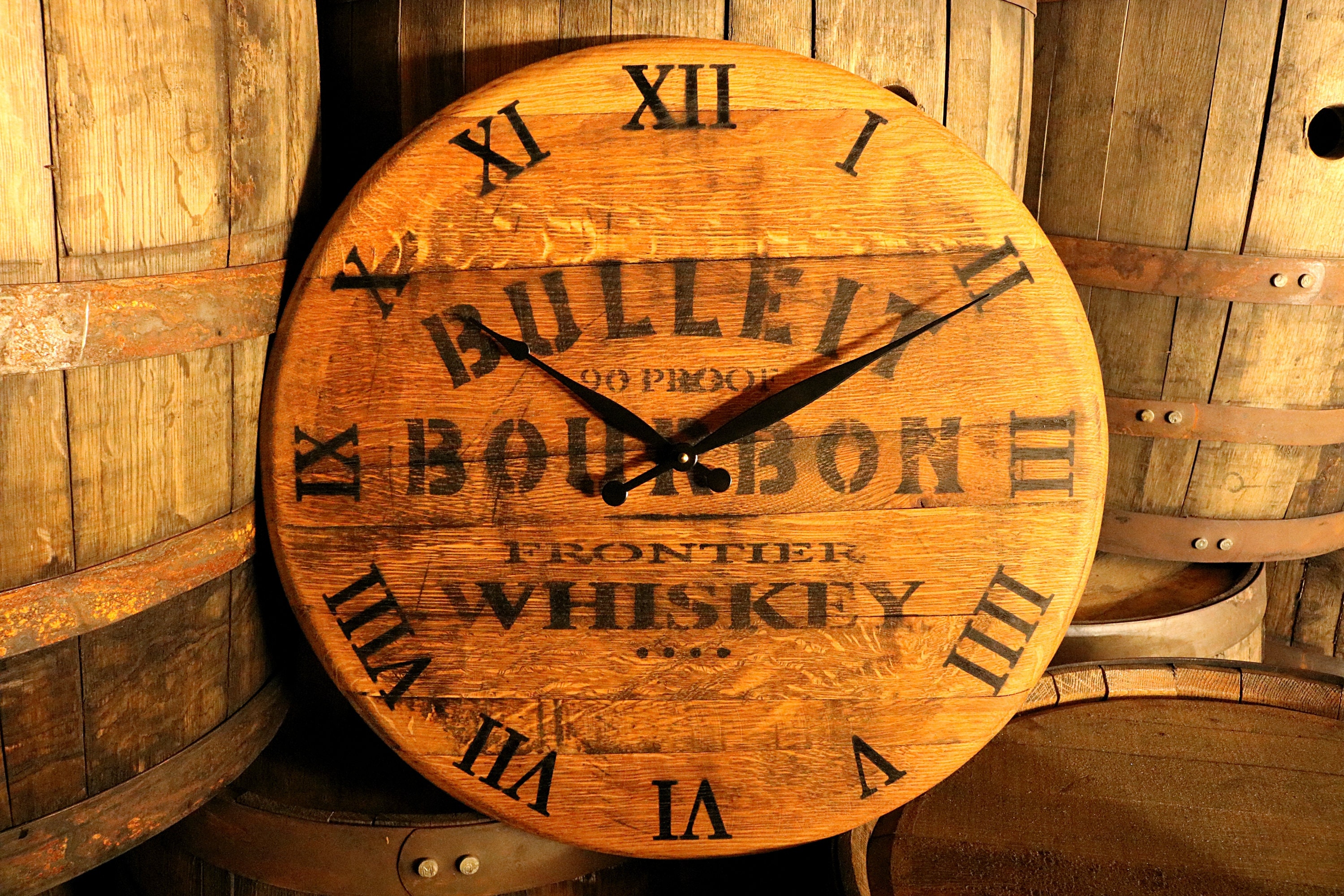 Bulleit Bourbon Whiskey Barrel Wall Hanging Clock Etsy