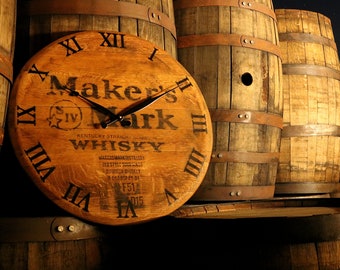 Maker's Mark Bourbon Whiskey Barrel Wall Hanging Clock