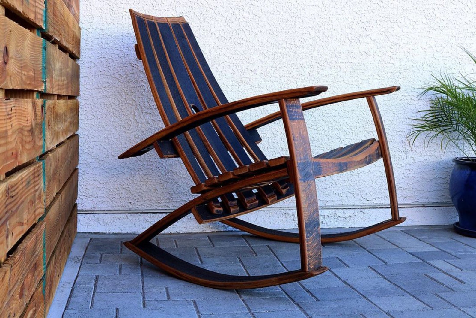 Whiskey Barrel Rocking Chair Bourbon Barrel Recurved Rocker Etsy