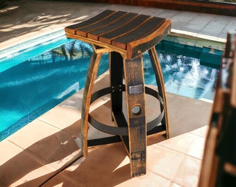 Whiskey Barrel Barstool with Memory Swivel