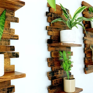 Reclaimed Whiskey Barrel Plant Shelf: Rustic Vertical Garden