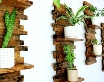 Reclaimed Whiskey Barrel Plant Shelf: Rustic Vertical Garden