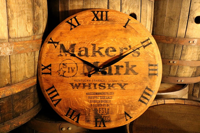 Maker's Mark Bourbon Whiskey Barrel Wall Hanging Clock Etsy