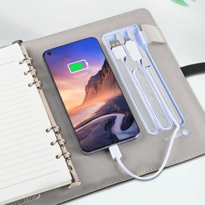 Agenda Notebook A5 10000 mAh avec Verrou Magnetique, Chargeur USB PowerBank et son Stylo