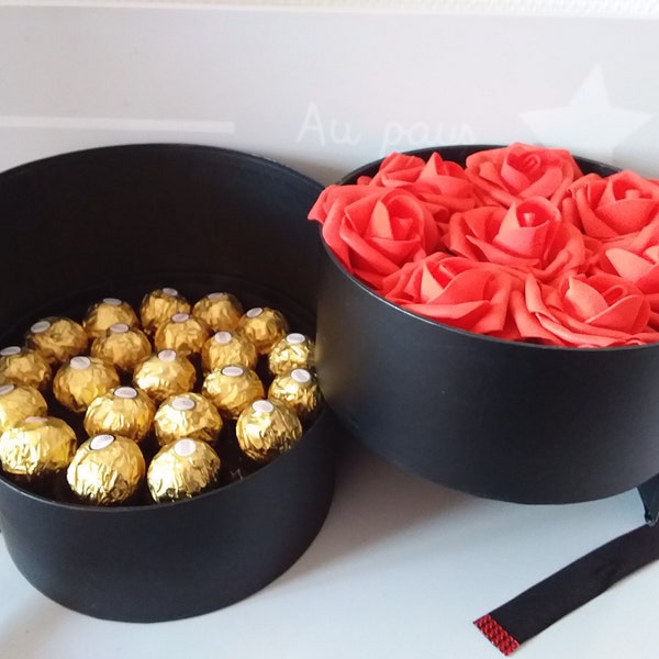 Boite fleurs chocolats idées cadeaux décoration fêtes ferrero rocher luxe remerciement mére collégue