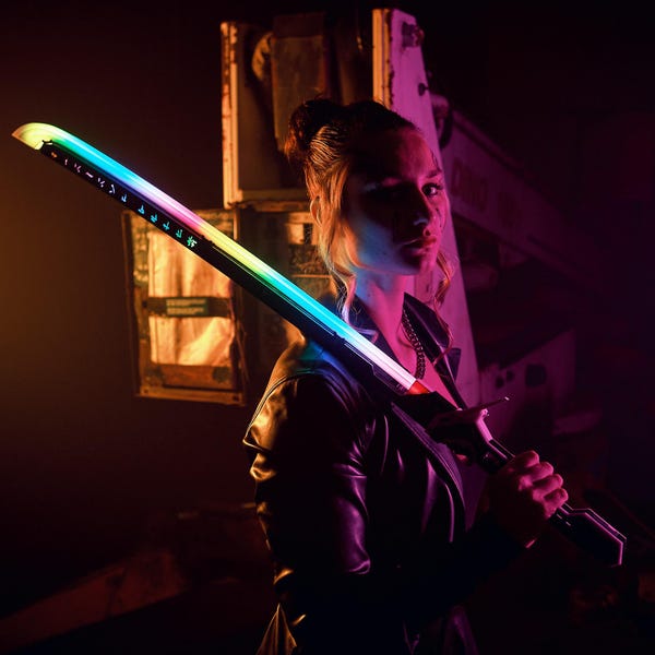 RGB Katana Prop Replica Cyberpunk Stijl Arasaka Cosplay Thermische LED Zwaard Veilig