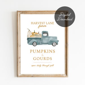 Fall Printable Sign | Digital Download Autumn Farm Print | 8x10 Pumpkin Fall Farmhouse Printable