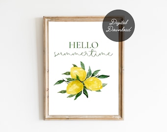 Lemon Summer Printable Sign | Digital Download Lemon Print | 8x10 Summer Farmhouse Printable